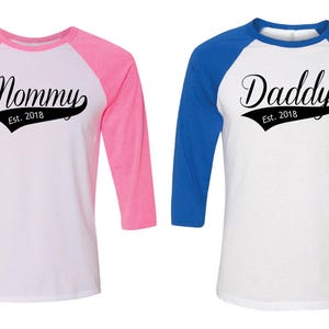 Gender Reveal Shirts. Gender Reveal Baseball. Gender Reveal T-shirt. Mommy and Daddy Shirts. Team Pink and Blue Shirts. Team Boy Team Girl.