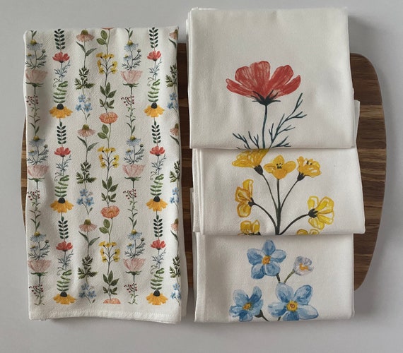 Kitchen Towels. Tea Towels. Flower Tea Towels. Spring Tea Towel