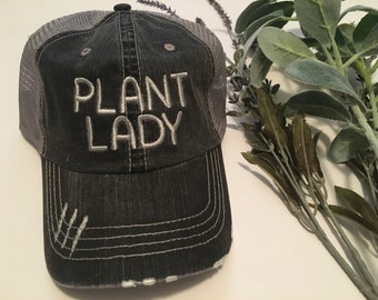 Plant Lady Hat. Gardening. Plants. Garden. Wildflower. Womens Hats. Hats for Women. Crazy Plant Lady. Gardening Gift. Gift for Gardener.