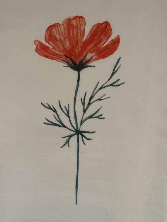 Rustic dish towels ''Red Poppy