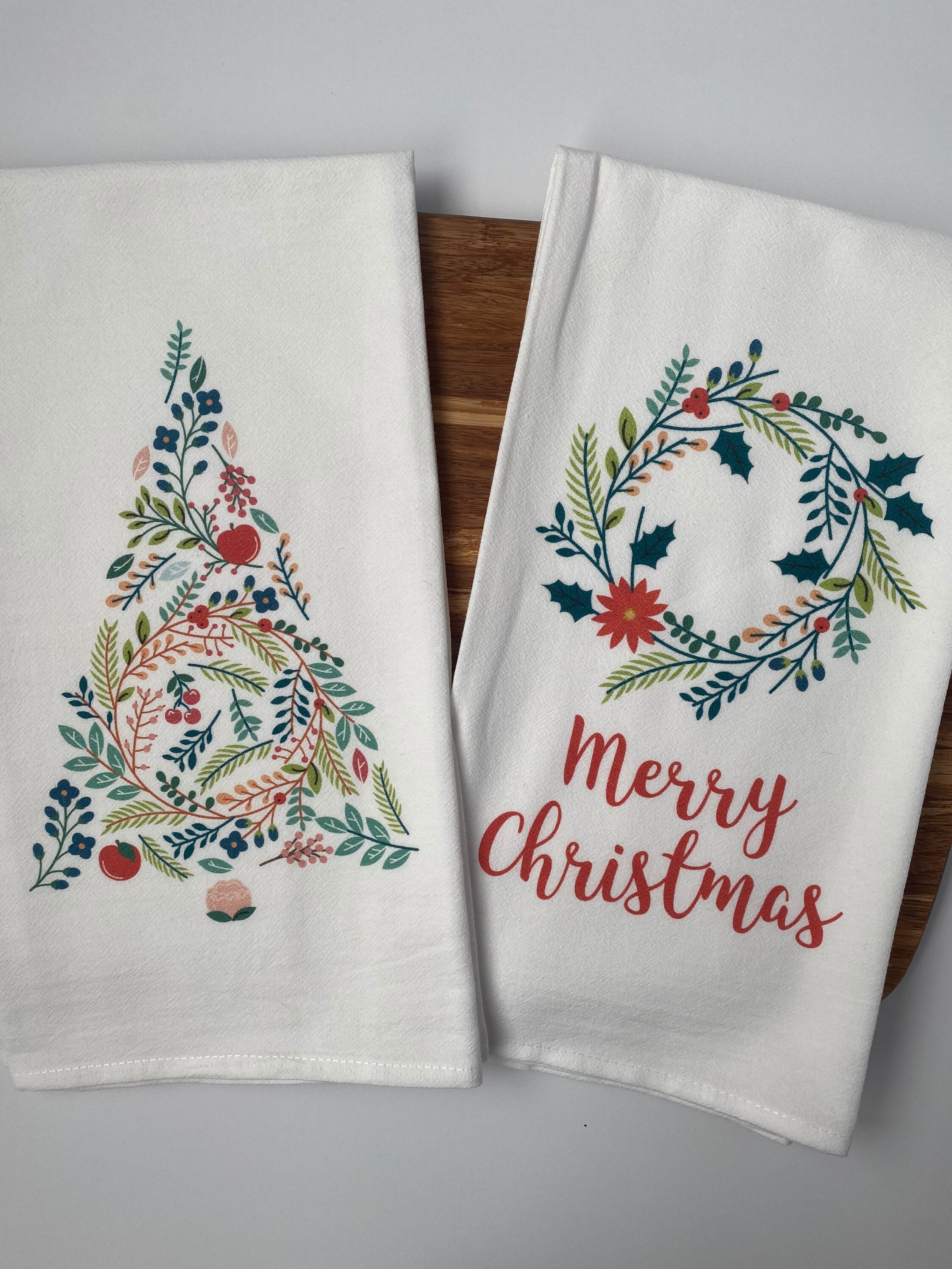 Christmas Dish Towel. Tea Towel. Flour Sack Towels. Farmhouse - Etsy