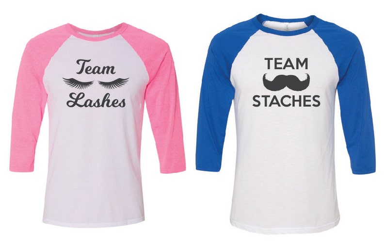 Staches and Lashes. Gender Reveal Shirts. Gender Reveal Baseball. Baseball Gender Reveal. Mom and Dad Shirts. Team Boy Team Girl. image 1