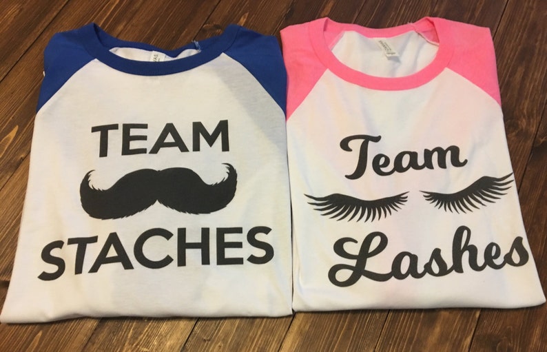 Staches and Lashes. Gender Reveal Shirts. Gender Reveal Baseball. Baseball Gender Reveal. Mom and Dad Shirts. Team Boy Team Girl. image 2