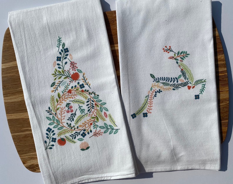 Christmas Dish Towel. Tea Towel. Flour Sack Towels. Farmhouse image 3