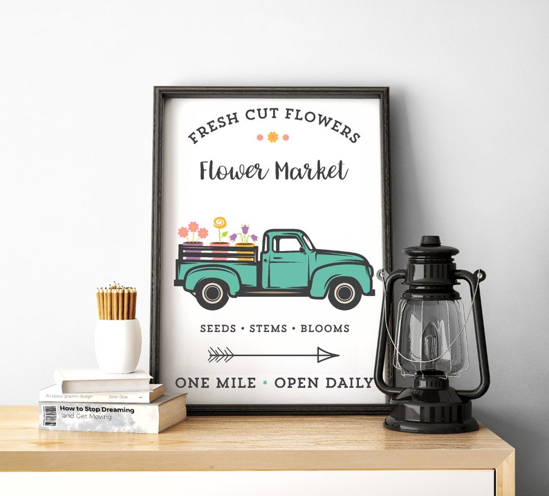 Vintage Truck SVG. Flower Decor. Flower Download. Wildflower. Etsy