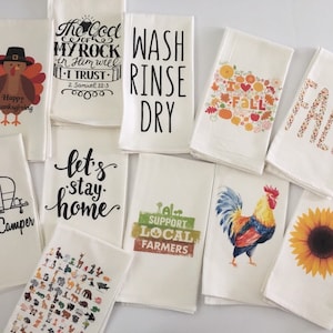Farmhouse Dish Towels. Seasonal Dish Towel. Flour Sack Towels. Farmhouse Decor. Flour Sack. Kitchen Towels. Farmhouse Kitchen. Holiday Gift.