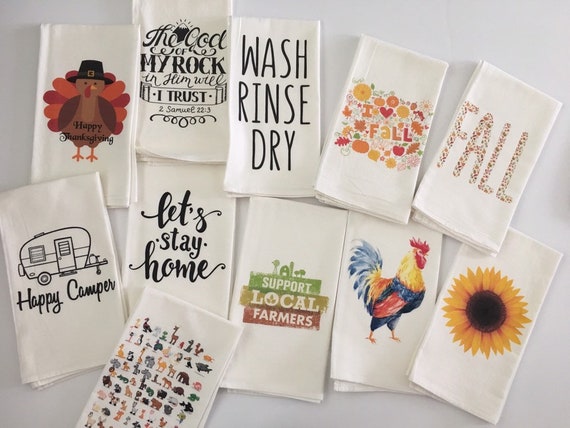 Farmhouse Dish Towels. Seasonal Dish Towel. Flour Sack Towels