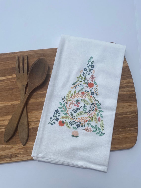 Christmas Kitchen Towels, Embroidered Kitchen Towels, Embroidered