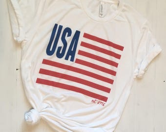 4th of July Shirt Women. 4th of July. Patriotic Shirt. USA Shirt. USA Tank. July 4th Shirt. Flag Tank Top. Stars and Stripes. July 4th Tee.