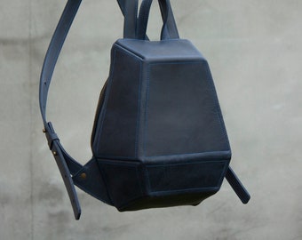 Mochila de cuero azul para mujer Mini mochila antirrobo