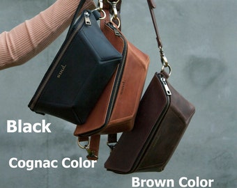 Travel Belt Bag Women Purse Matte Leather Fanny Pack Brown Leather Belt Bag Geometry Shape Fanny Pack