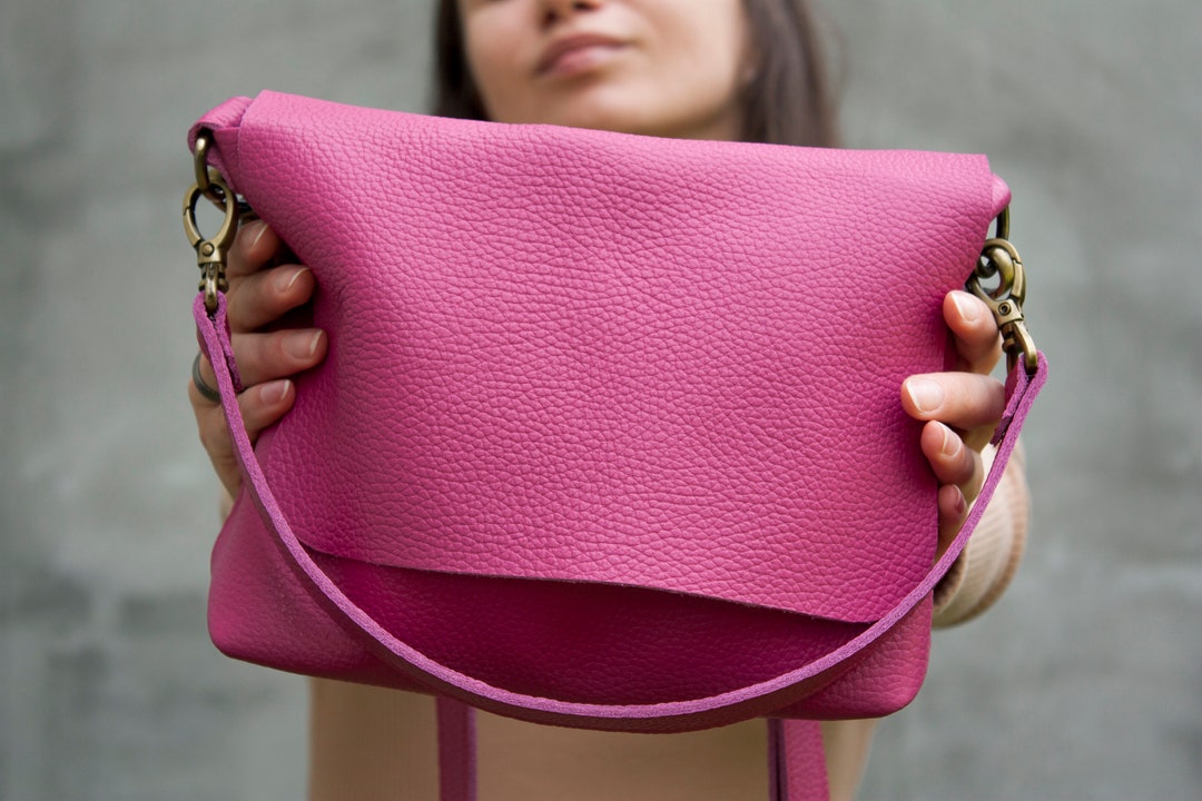 【GO-CCE】Mini-Cross Rosa Bag (4 color) Women Pink Leather Crossbody Bag Fuchsia Color Full Grain