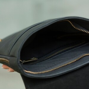 Man Messenger Bag Personalized Vintage Leather Black Minimalist Crossbody Bag image 6