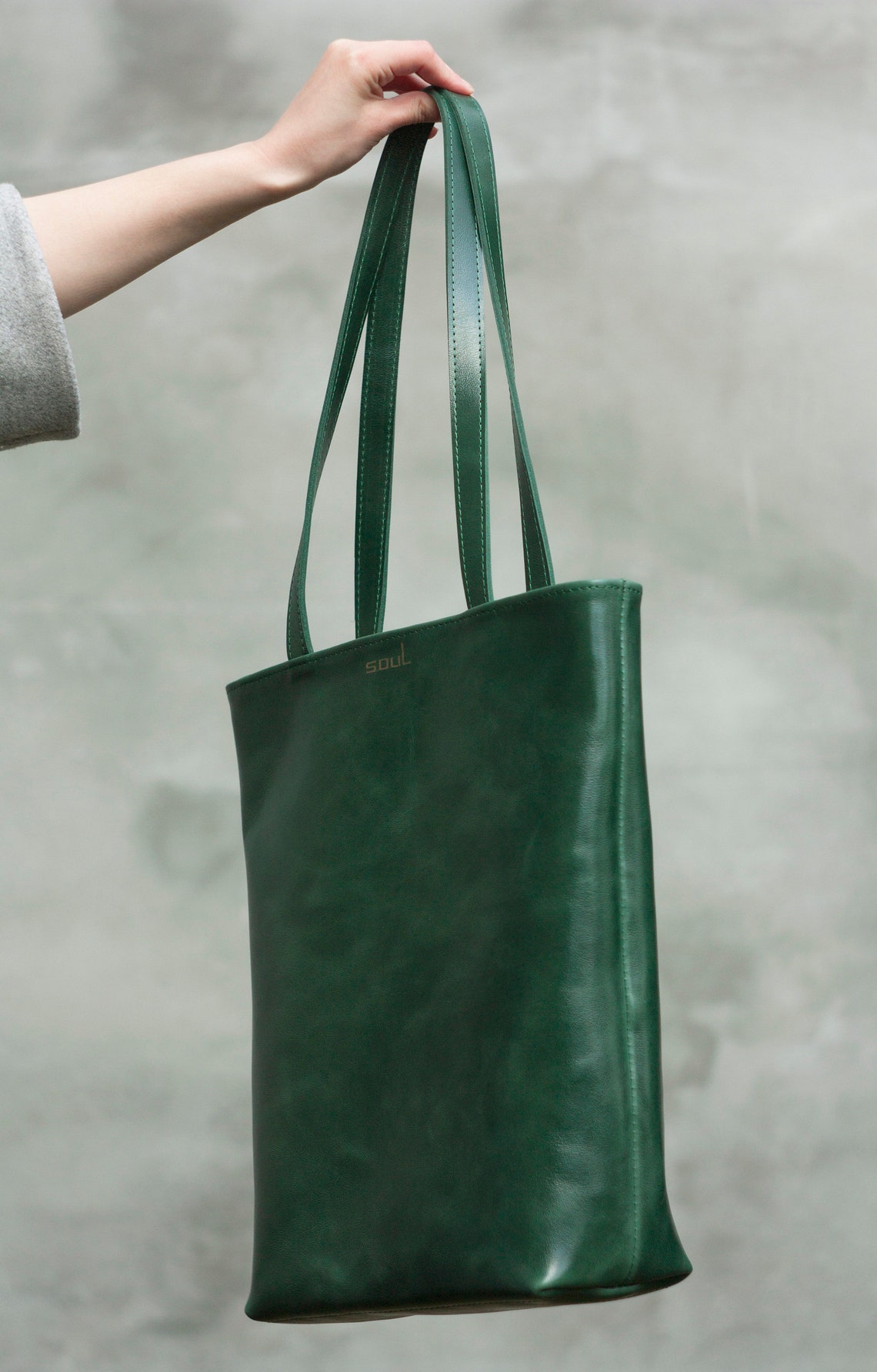 Green Leather Bag Women Tote Bag Large Green Bag Leather Etsy