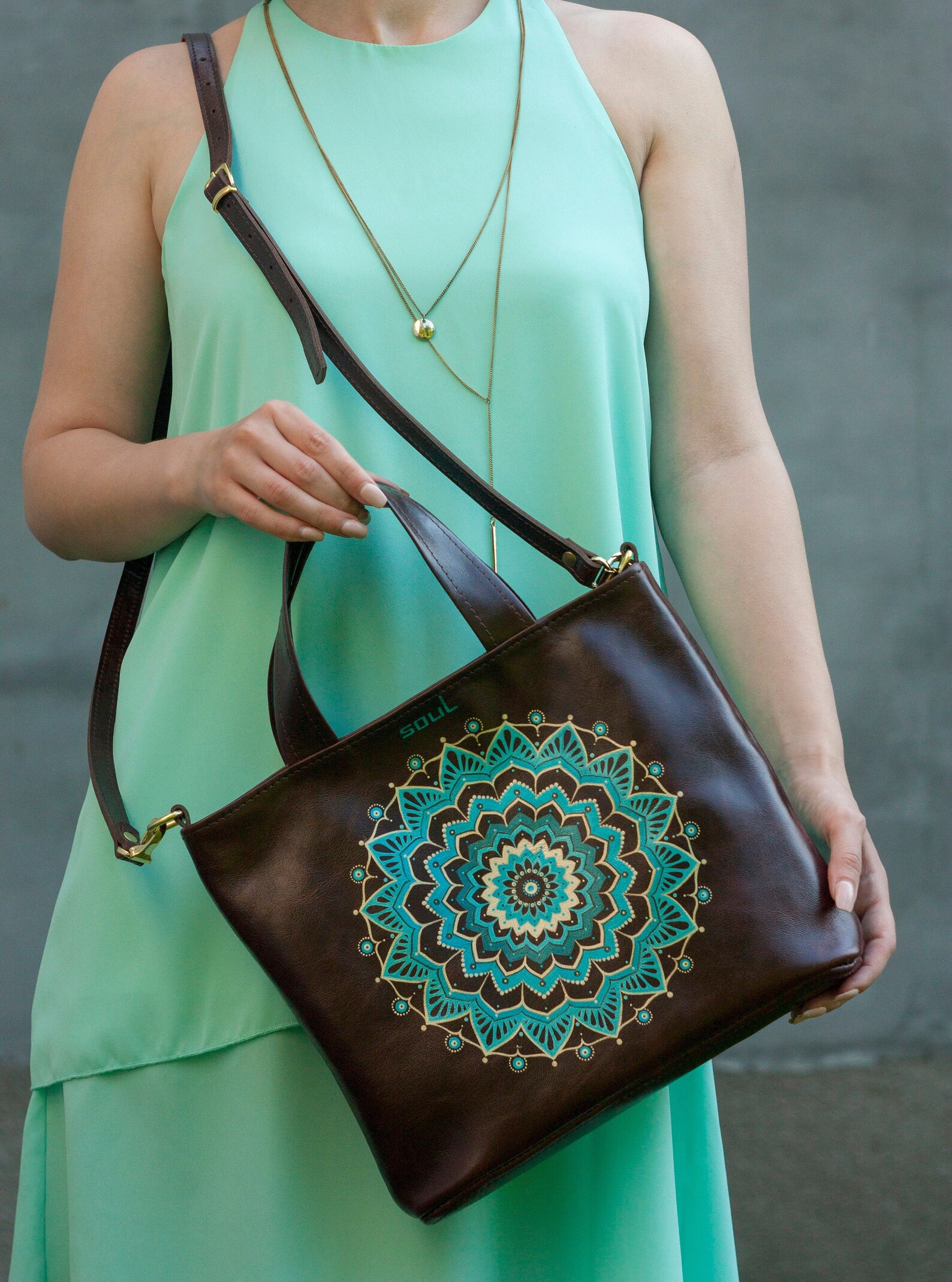 Brown Leather Bag Woman Leather Handbag Brown Shoulder Bag Etsy