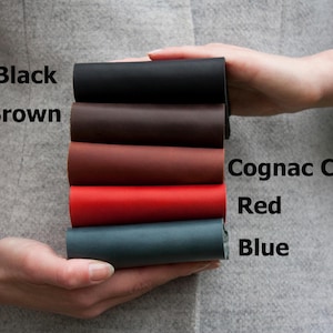 Cartera de cuero mate con botón, hecha a mano, para hombre, monedero pequeño, minimalista, para mujer, ideal como regalo.