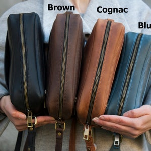 Women Crossbody Purse Vintage Effect Real Leather Zipper Shoulder Bag image 9