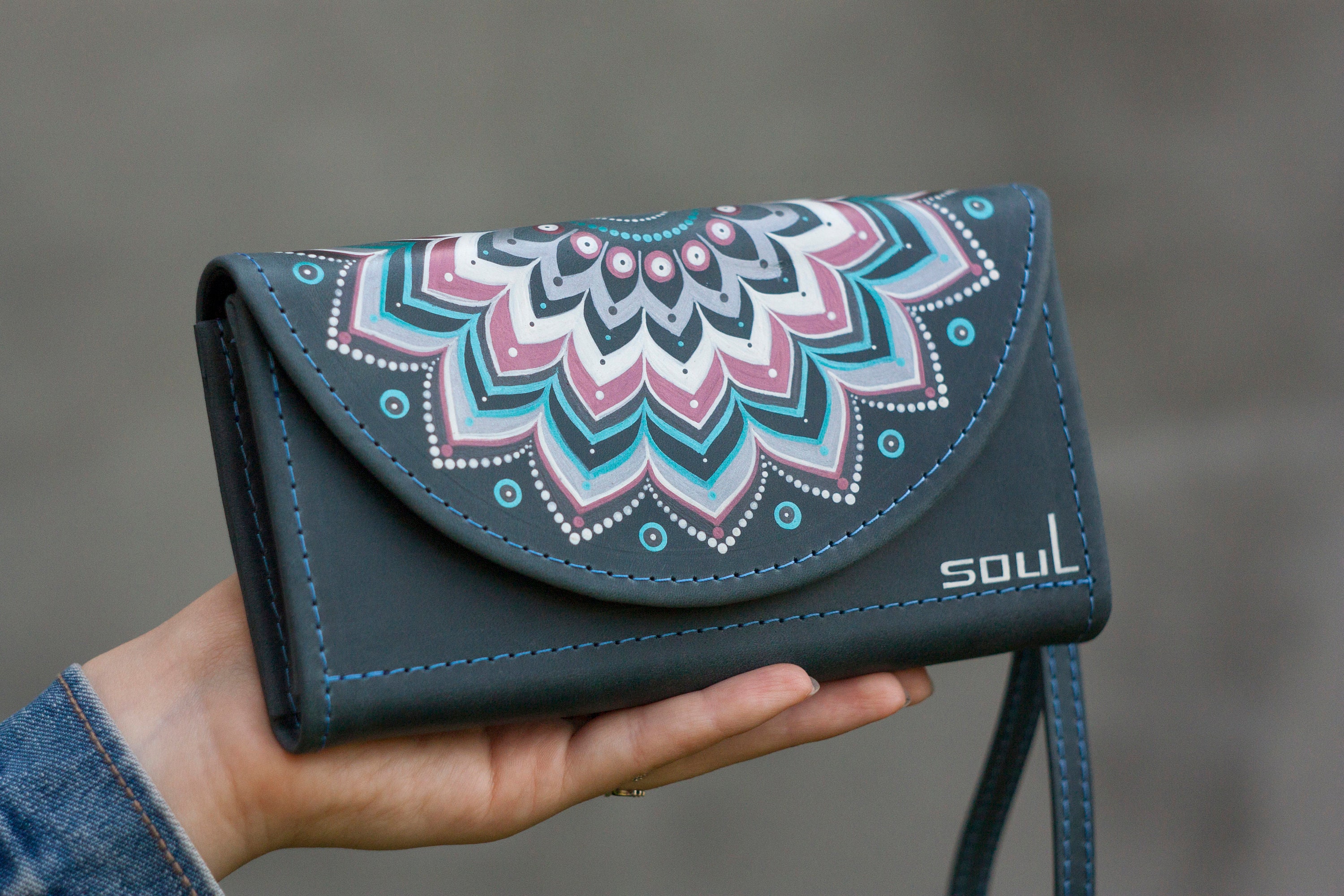 Wallet women Womens leather wallet Blue leather wallet | Etsy