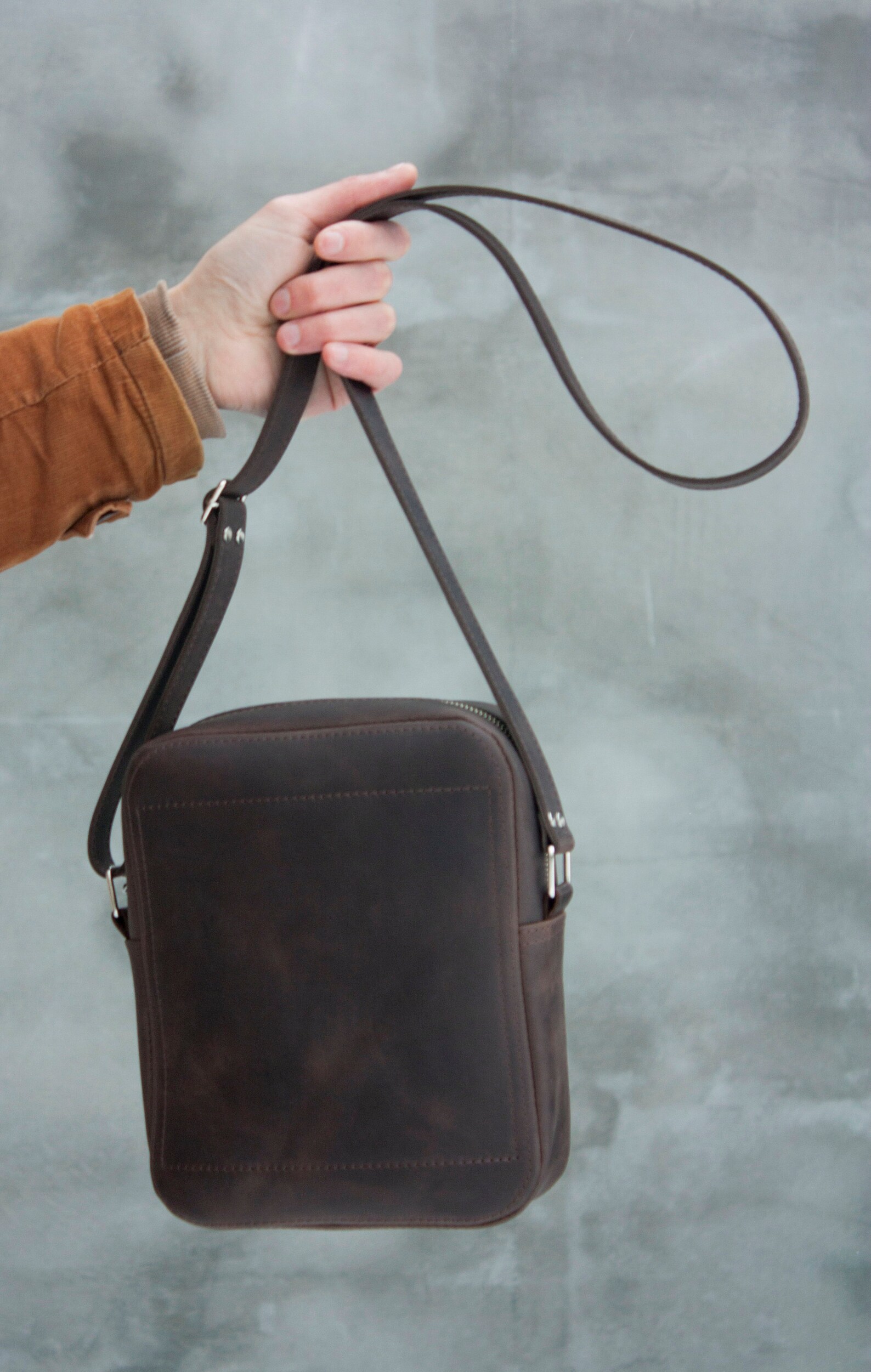 Brown crossbody bag Man leather bag Brown leather purse Etsy