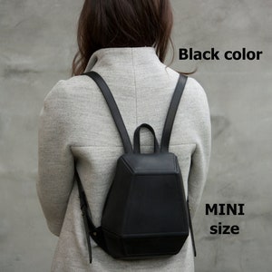 Mini Anti Theft Backpack Women Leather Geometry Shape Rucksack Vacation Purse Unique Satchel Travel Safe Backpack Perfect Gift Idea image 7
