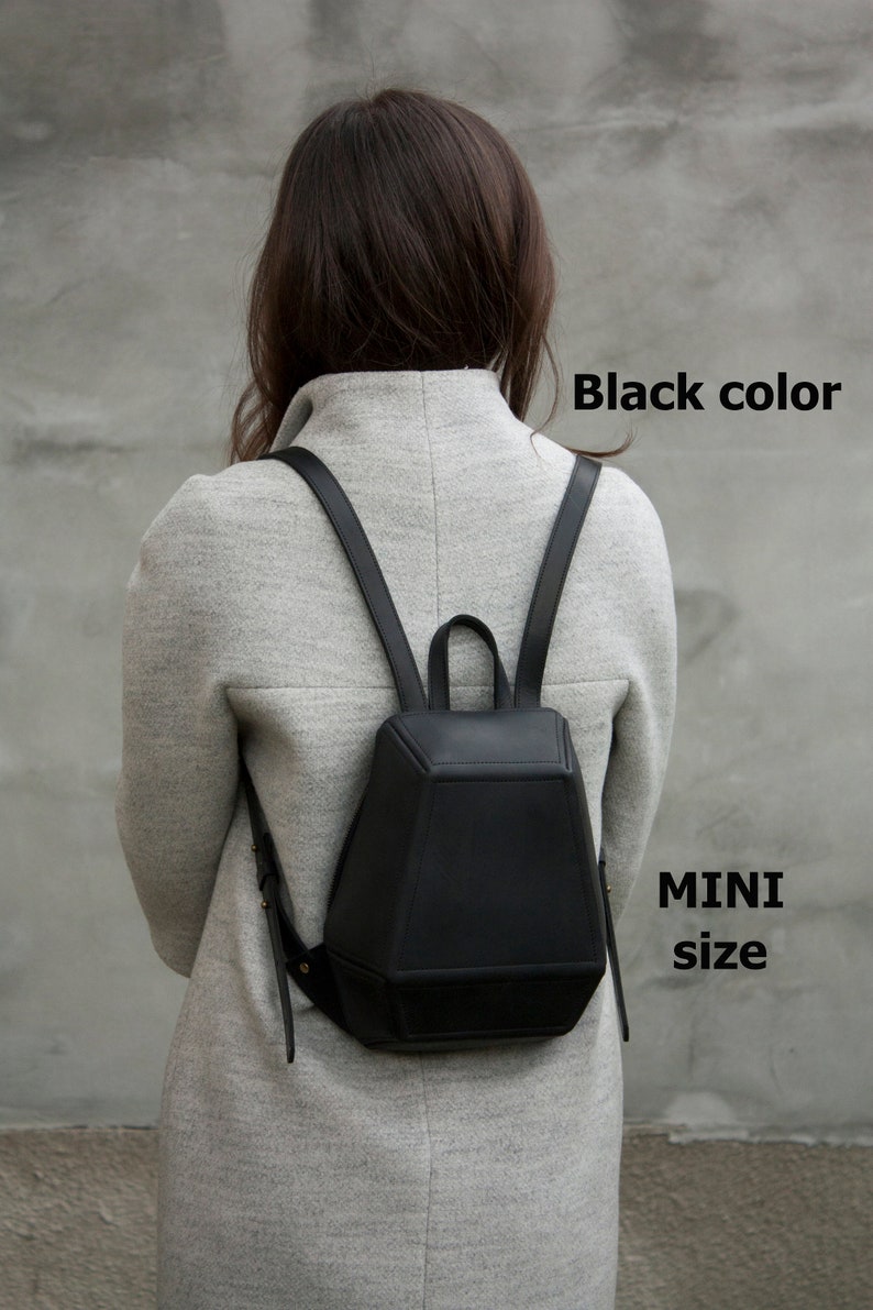 Mini Anti Theft Backpack Women Leather Geometry Shape Rucksack Vacation Purse Unique Satchel Travel Safe Backpack Perfect Gift Idea image 7
