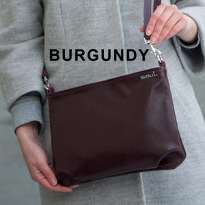 Sac bandoulière en cuir bordeaux pour femme, sac en cuir souple, sac minimaliste, sac en cuir de haute qualité, idée cadeau pour femme
