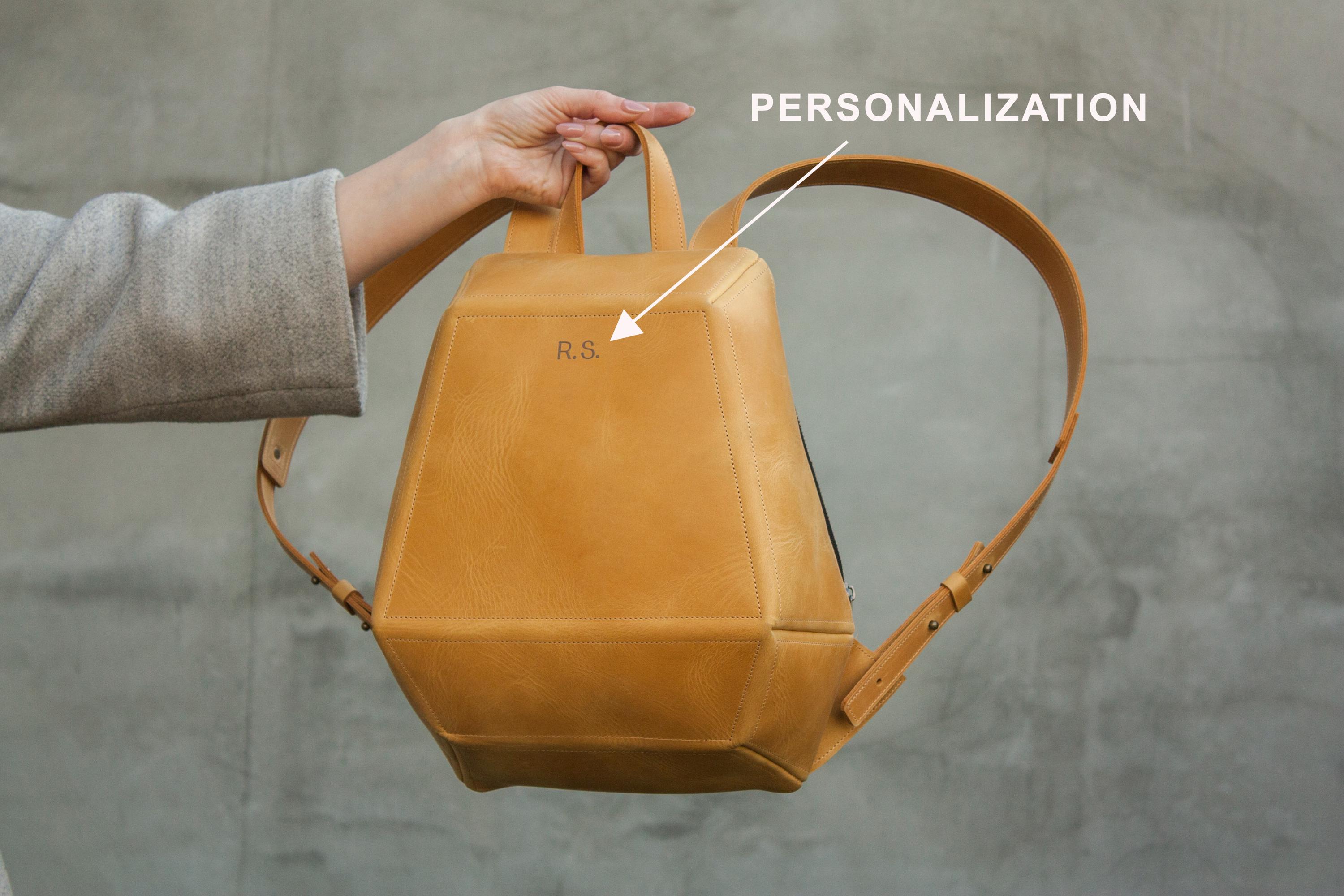 Stylish Yellow Leather Backpack LumaTrek Yellow Leather Men main image 3
