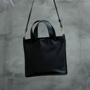 Minimalistische Geldbörse Schwarze Lederhandtasche Weiche Leder Umhängetasche Damenhandtasche Basic Tägliche Geldbörse