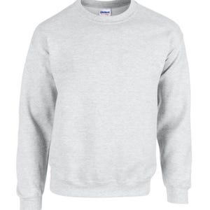 May include: A light gray sweatshirt with a crew neck.