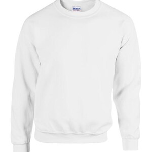 May include: White long-sleeved crew neck sweatshirt.