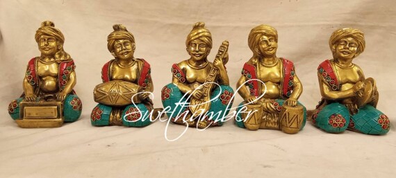 Brass Antique Vintage Musician Figurines Idol Vintage Collectible items Brass Indian Rajasthani Cultural Man Musician Old Statue Figurines