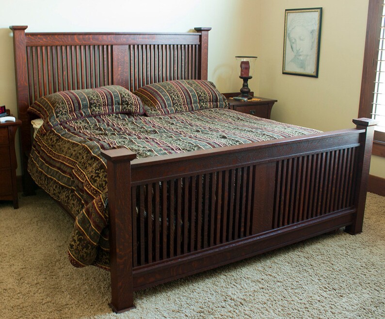 Mission Oak Prairie Spindle Bed King Size Etsy