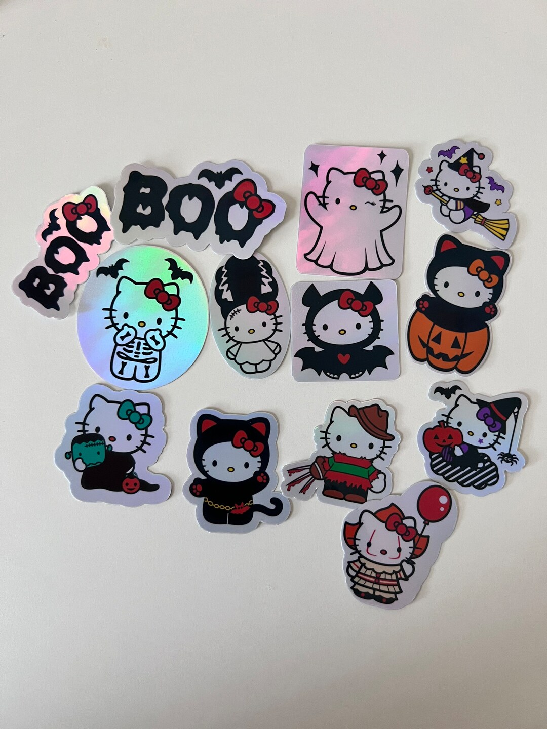 Hello Kitty Holographic Sticker Set Halloween Cute Costume Etsy