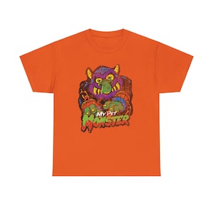 My Pet Monster Retro Distressed Style Unisex Heavy Cotton Tee, Monster Cartoon T-shirt