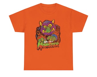 My Pet Monster Retro Distressed Style Unisex Heavy Cotton Tee, Monster Cartoon T-shirt