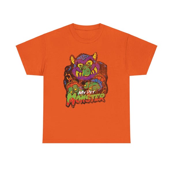 My Pet Monster Retro Distressed Style Unisex Heavy Cotton Tee, Monster Cartoon T-shirt