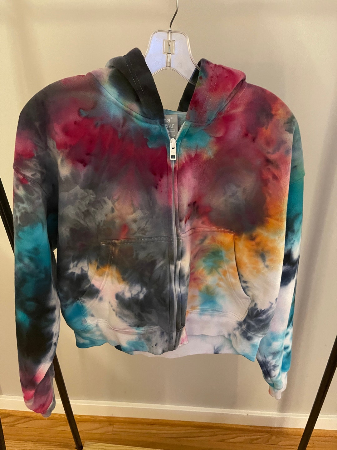 Aritzia TNA Cozy Perfect Zip up Hoodie Multicolor Tie Dye!