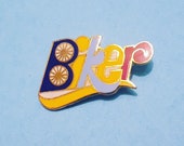 Vintage quot BIKER quot pin bike bicycle bikes bicycles cycling cycle cyclist sport enamel pinback button accessory sports wheel wheels 70s 80s 90s