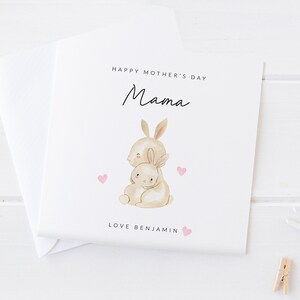 Tarjeta del primer día de la madre / Primer día de la madre / Tarjeta personalizada / Feliz día de la madre / Mamá / Mamá / Conejito / Conejo