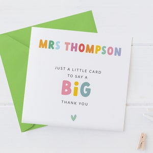 Insegnante Grande Biglietto di ringraziamento / Biglietto insegnante personalizzato / Assistente insegnante / Biglietto di congedo / Biglietto per asilo nido / Personalizzato / Regalo di apprezzamento