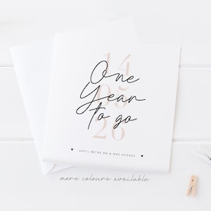 Tarjeta de cuenta regresiva para la boda / Un año para decir "Sí, quiero" / Cuenta regresiva para el compromiso / Futuro esposo / Futura esposa / Cuenta regresiva para el novio / Holly