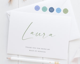 Personalised Bridesmaid Thank You For Being My Cards | Sage, Wedding, Maid of Honour, Flower Girl, Bridesmaid Gift Box, Witness, Green, Jenn