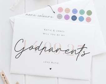 Personalised Will you be my Godparents Card, Godmother, Godfather Proposal Card, Date, Holly