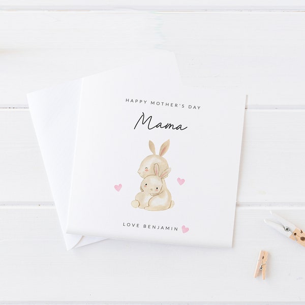 Karte zum Muttertag | 1 Muttertag | Personalisierte Karte | Alles Gute zum Muttertag | Mama | Mama | Mumie | Hase | Kaninchen