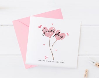 Valentines Day Card | Balloons | Cute Valentines Card | Card for Her | Couple Card | Personalised Valentines Card | Card for Him