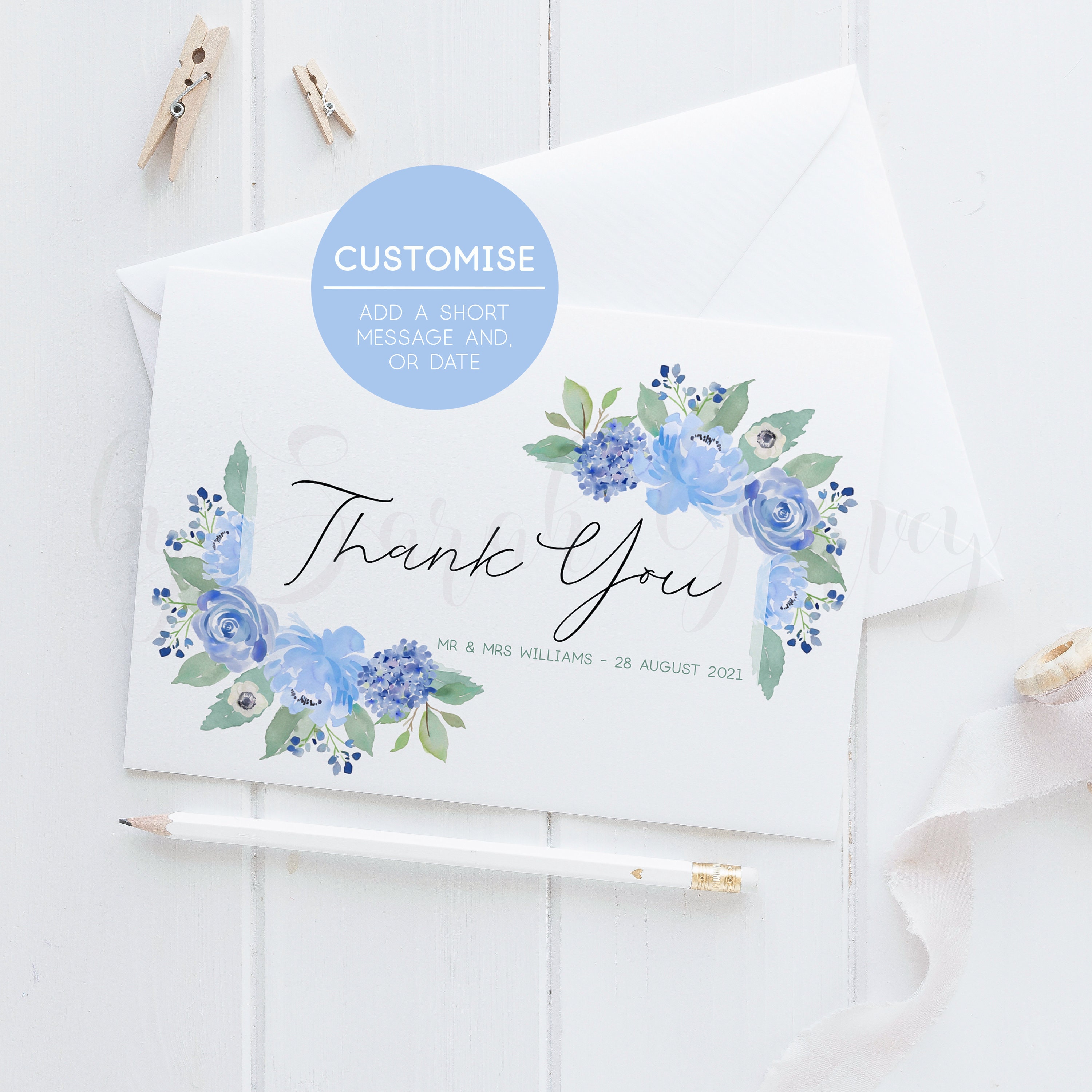 Thank You Cards Pack Personalised Thank You Cards Thank Etsy