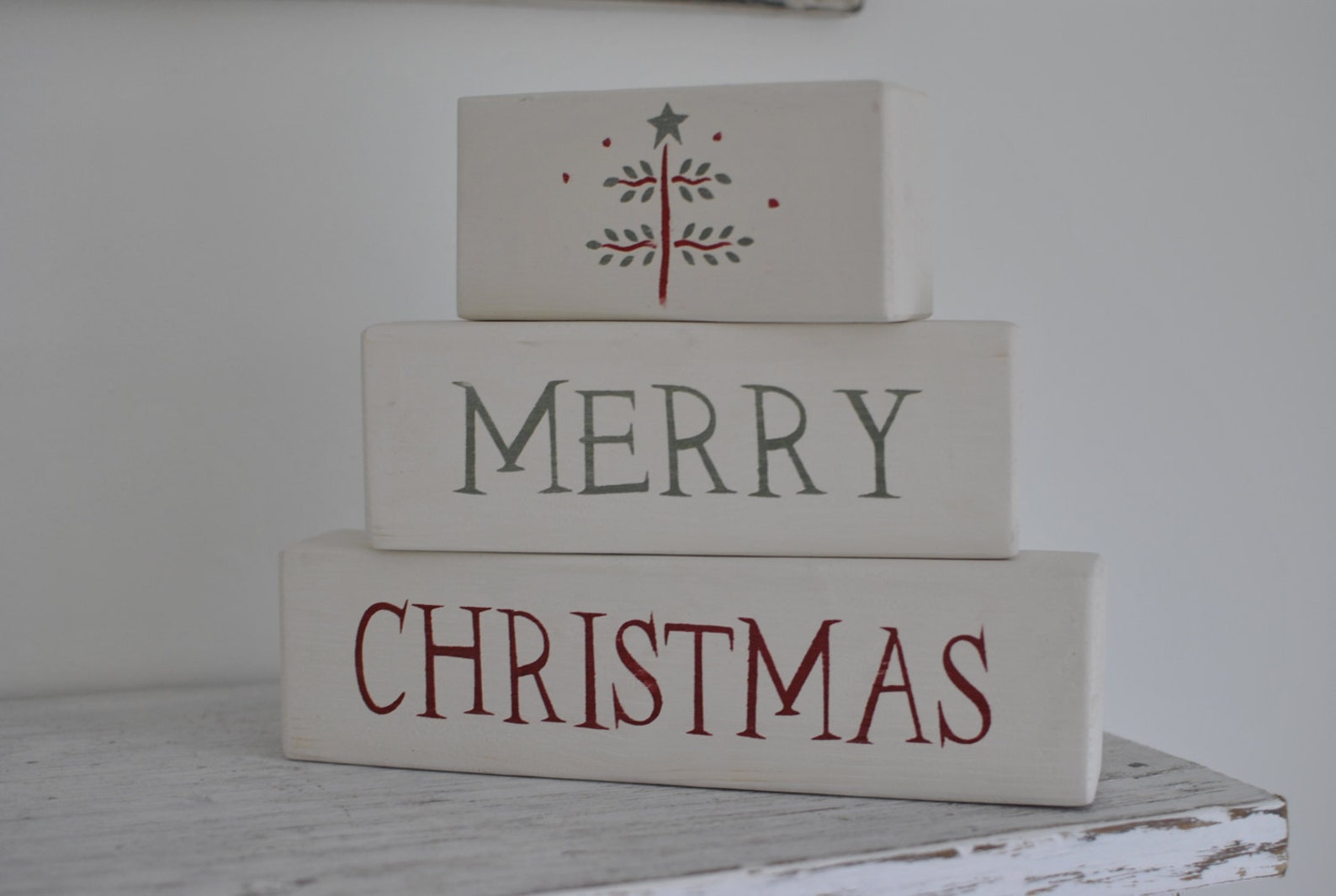 Merry Christmas Wooden Blocks Xmas blocks Christmas Etsy