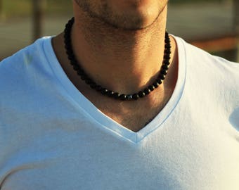 Mens Beaded Necklace, Mens Necklace, Mens Jewelry, Beaded Necklace, Necklace for Men, Gemstone Necklace, Mens Gemstone, Mens Gift, Surfer