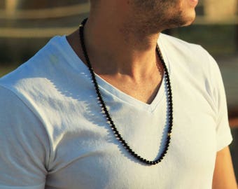 Mens Beaded Necklace, Mens Necklace, Mens Jewelry, Beaded Necklace, Necklace for Men, Gemstone Necklace, Mens Gemstone, Mens Gift, Surfer