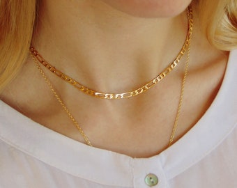 Gold Chain Necklace / Mother Gift / Mother Day Gifts / Layered Necklace / Gold Necklace Chain / Curb Chain Necklace / Simple Necklace